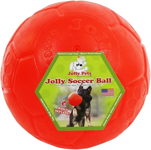 Miniatura 5 de Juguete para perros Jolly Pets gran pelota de fútbol flotante y rebotante, 8 pulgadas de diámetro, azul océano