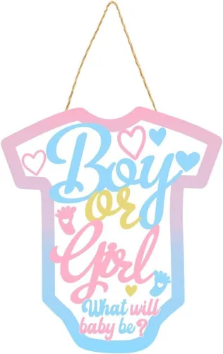 Miniatura 8 de Letreros de madera con texto en inglés «What Will Baby Be», decoración de fiesta de revelación de género, placa colgante para telón de fondo, cartel