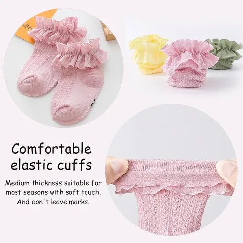 Miniatura 5 de AQOKKA Flower Baby Girls Socks with Non-Slip Grips Cute Cotton Princess Low Newborn Baby Socks for Girls Toddler 0-12 Months