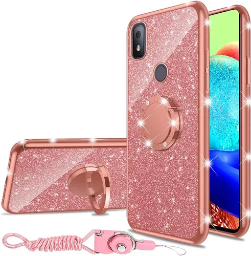 Miniatura 15 de nancheng Funda de teléfono para TCL A3X (A600DL), funda para Alcatel TCL A3X niñas y mujeres, bonita funda de silicona transparente con purpurina