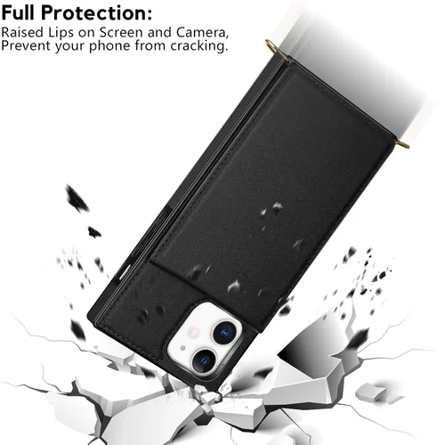 Miniatura 6 de Vofolen Funda para iPhone 11 con tarjetero con bloqueo RFID, correa ajustable, cierre magnético, resistente, a prueba de golpes, funda protectora