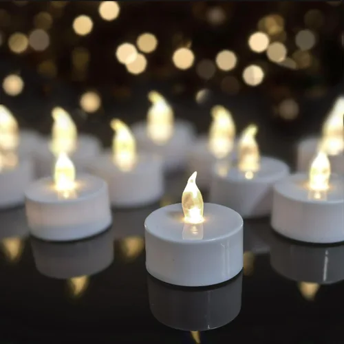 Velas de luz LED a pilas, juego de 24, realistas y brillantes titilantes, duraderas 200 horas, operadas con pilas, sin llama, velas de luz LED para