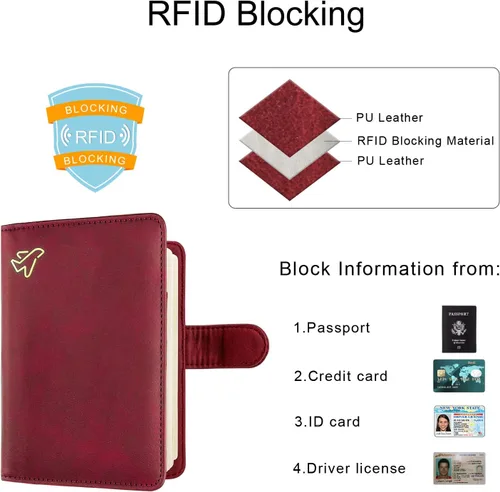 Miniatura 3 de WALNEW Funda para pasaporte de viaje, pasaporte, tarjetero, cartera
