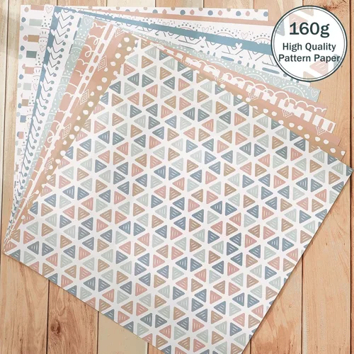 Miniatura 5 de Whaline 24 hojas de papel con patrón bohemio, diseño de rayas de arcoíris, papel especial de doble cara, coloridos papeles decorativos