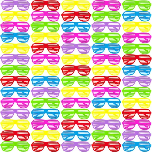 Paquete de 72 lentes de sol de neón ranurados a granel, estilo retro de los años 80, regalos de fiesta para niños y adultos