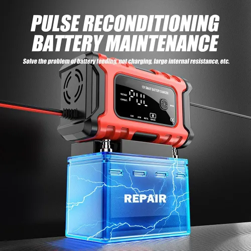 Miniatura 6 de Cargador de batería de automóvil, cargador inteligente de batería de goteo de 12V 6A, mantenedor desulfatador de batería automotriz de 12V