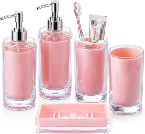 Miniatura 8 de Accesorios de baño verdes 5 piezas con bote de basura (negro, 5 imágenes)