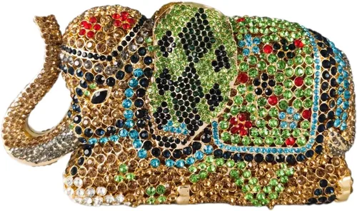 Miniatura 14 de Boutique De FGG Elefante de noche embragues bolsos de mano de metal cristal embrague Minaudiere boda carteras y bolsos nupciales