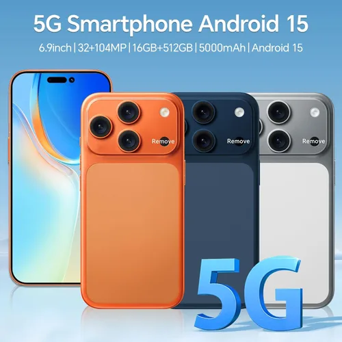 Miniatura 8 de Teléfonos desbloqueados, K17 PM 5G Android 15 Smartphone, 16+512GB Dual SIM Teléfono Celular, Pantalla HD+ de 6.9", Batería de 5000mAh, Cámara