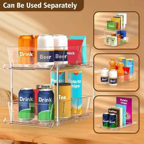 Miniatura 4 de Fabspace Organizadores extraíbles para el hogar, organizador de baño transparente de 2 niveles con divisores, bandeja multiusos para mostrador