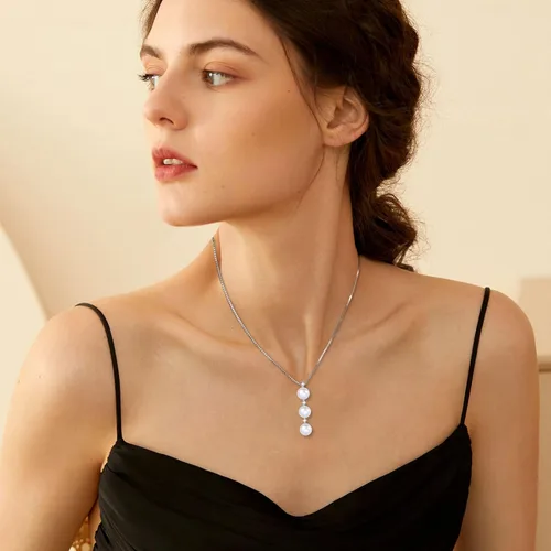 Miniatura 21 de Collar de perlas negras, blancas, doradas, grises para mujer, collar con colgante de plata esterlina, perlas cultivadas en agua salada auténticas