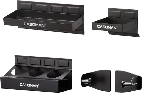 Miniatura 8 de CASOMAN Caja de herramientas magnética, bandeja, soporte para toallas de papel, juego de 4 piezas, negro, variedad de uso, duradero, imanes
