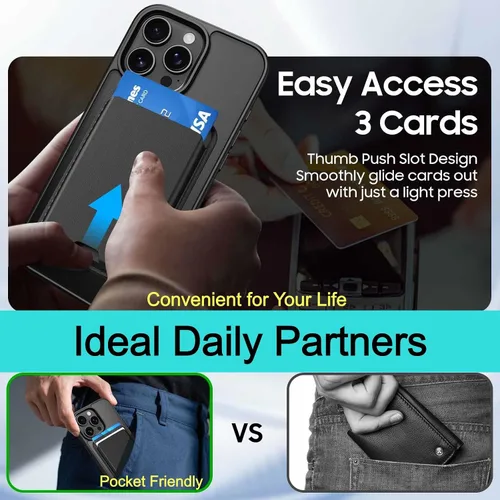 Miniatura 5 de Funda magnética para iPhone 12 Pro Max, cartera magnética desmontable con soporte para tarjetas, [compatible con MagSafe] grado militar, a prueba