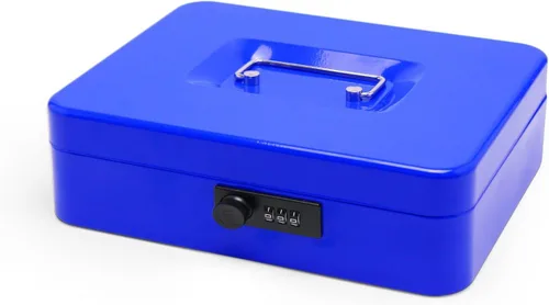 Miniatura 9 de Caja de efectivo de acero seguro con cerradura de combinación y bandeja extraíble, organizador de dinero de metal para uso doméstico y oficina Negro