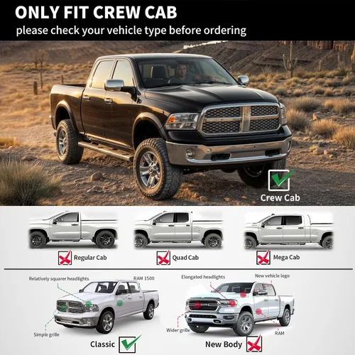 Miniatura 2 de YITAMOTOR - Estribos de 6 pulgadas compatibles con Dodge Ram 1500 Crew Cab 2009 - 2018, 2019 - 2026 1500 Classic, 2010 - 2026 Ram 2500/3500