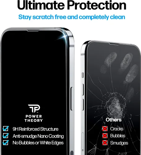 Miniatura 6 de Power Theory Protector de pantalla para iPhone 14 Pro Max, pantalla de vidrio templado de alta calidad para una máxima protección en tu iPhone 14