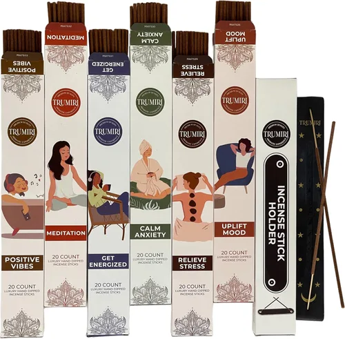 Miniatura 8 de Paquete variado de varitas de incienso gourmet - 120 varillas (6 fragancias x 20 varillas) - Canela, Vainilla, Café, Chocolate - Varillas