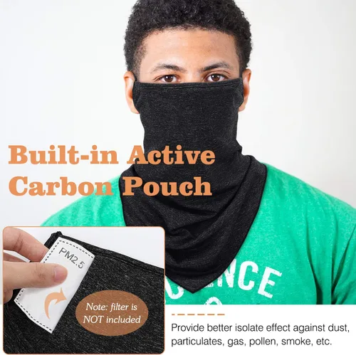 Miniatura 2 de MoKo Scarf Mask Bandana with Ear Loops 3 Pack, Neck Gaiter Balaclava with Filter Pocket UV Protection Mask