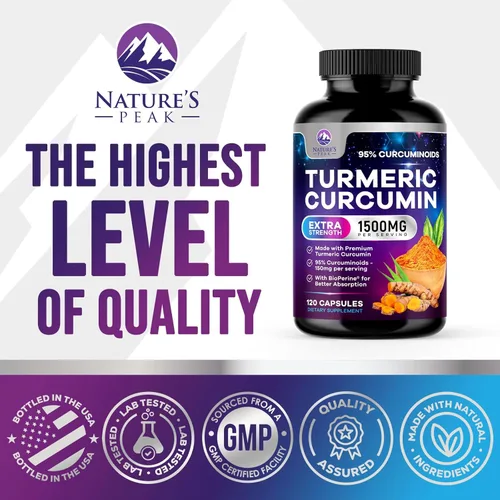 Miniatura 8 de Suplemento de curcumina de cúrcuma – 95% curcuminoides con cúrcuma orgánica y jengibre, extracto de pimienta negra BioPerine para una mejor
