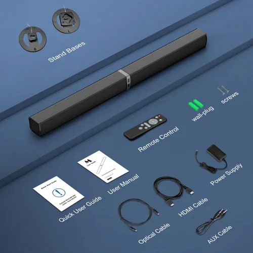 Miniatura 9 de MZEIBO Barra de sonido para Smart TV, barra de sonido Bluetooth desmontable de 80 W con graves potentes, sistema de audio de cine en casa 2 en 1