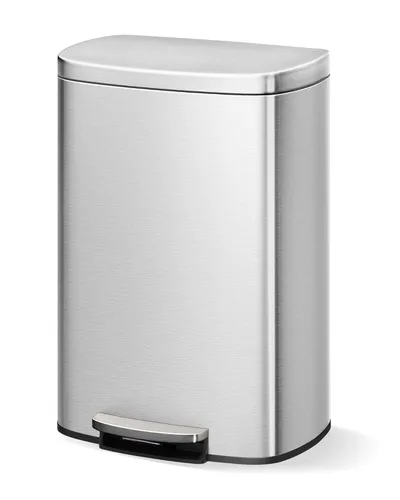 Garvee Cubo de basura de acero inoxidable para cocina, de 13 galones / 50 L, gran capacidad, cubo de basura de metal inoxidable con tapa de cierre