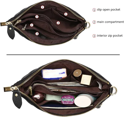 Miniatura 5 de Uromee Cartera de mano para mujer, de piel auténtica, con cadena de hombro desmontable