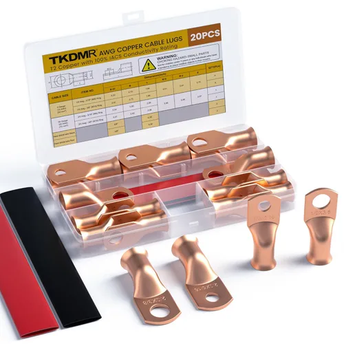 Miniatura 36 de TKDMR - Kit de 264 piezas de extremos de cable de batería, 132 piezas de terminales de anillo de lengüetas de cable de cobre resistentes AWG 8 6 4 2