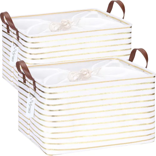Miniatura 55 de Hinwo 31L Bolsas de almacenamiento grandes, organizadores de armario y almacenamiento, cestas de estante, cestas de almacenamiento plegables