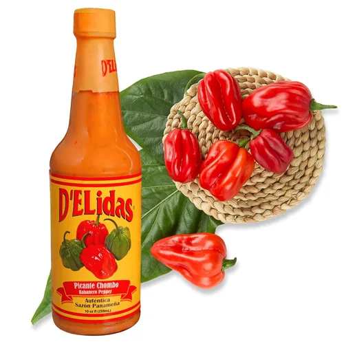 D'ELIDAS Salsa picante Habanero, salsa picante de pimienta habanero natural, salsa chombo picante #1 en Panamá, sin OMG, salsa habanero alimentaria