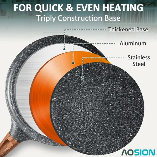 Miniatura 6 de AOSION Sartén antiadherente para crepas de 11 pulgadas, sartén para crepé de cerámica, sartén para tortillas para panqueques, tortillas, huevos