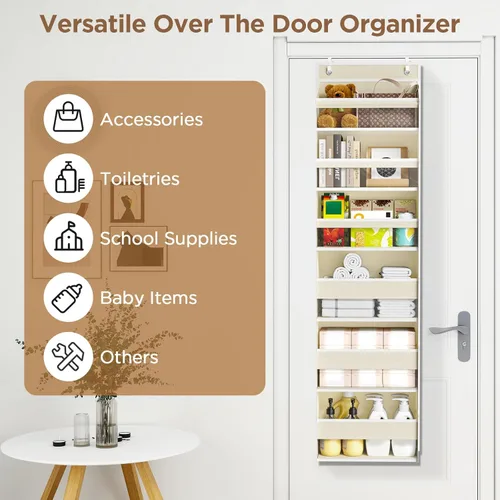 Miniatura 9 de Mefirt Organizador para colgar sobre la puerta, 6 estantes para colgar en la puerta con 6 bolsillos de gran capacidad, estantes colgantes