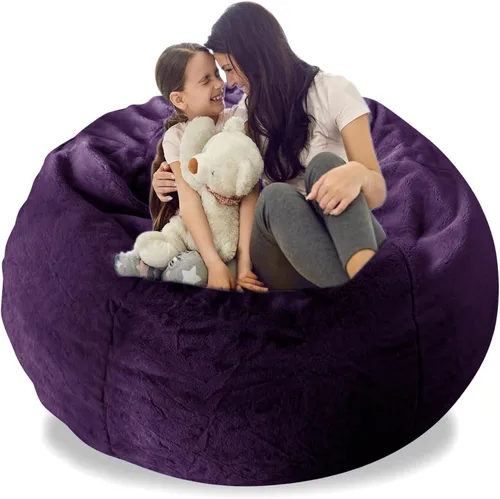 Miniatura 9 de Funda para silla de puf gigante para adultos (sin relleno, solo funda), cómoda funda de terciopelo holandés de 6 pies, funda de sofá mullida