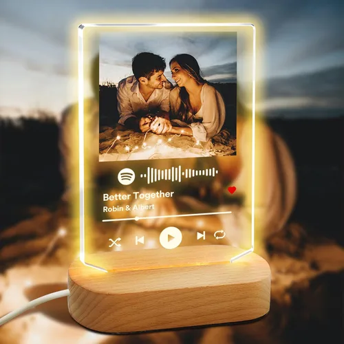 Miniatura 7 de Canción acrílica personalizada con foto, regalo personalizado para novio, novia, cubierta de álbum acrílico, placa de música transparente colorida