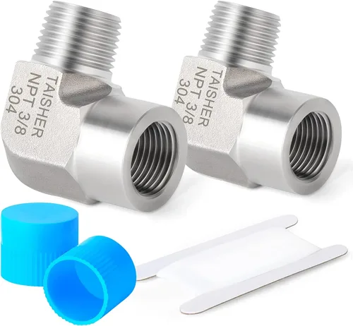 Miniatura 27 de TAISHER 2 piezas de acero inoxidable 304 cuadrado codo Barstock Street de 90 grados, tubo hembra NPT de 1/8 pulgadas a tubo hembra NPT de 1/8