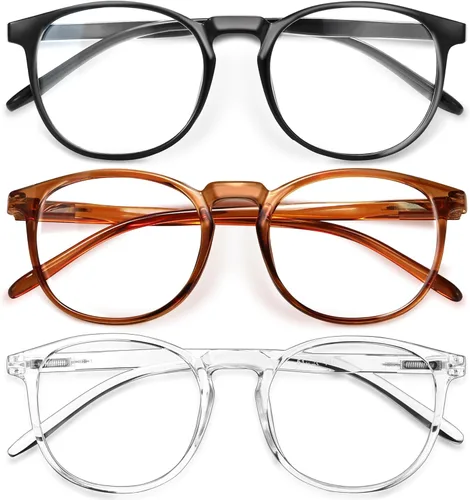 Miniatura 31 de IBOANN - Lentes con filtro de luz azul para mujeres y hombres, paquete de 3 unidades, armazón redonda estilo retro a la moda, lentes falsos vintage