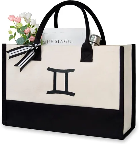 Miniatura 287 de TOPDesign - Bolso de playa de lona con inicial personalizada, bolsa de regalo con monograma, para mujer