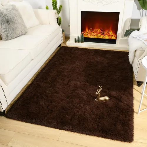 Miniatura 5 de Amearea Alfombra de Área Peluda Esponjosa para Dormitorio de Niñas, Sala de Estar, Extra Suave y Difusas Alfombras Peludas, Antideslizante, Alfombra