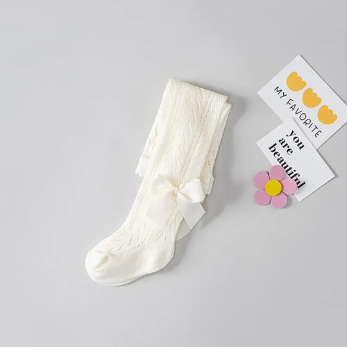 Miniatura 2 de Urkutoba Mallas de punto trenzado sin costuras con lazo para niñas pequeñas de algodón
