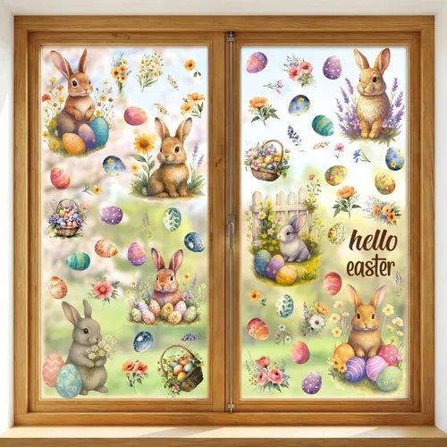 Miniatura 11 de WALPLUS Decoración de primavera para el Día de San Patricio, de doble cara, reutilizable, despegar y pegar, extraíble para ventana de duende