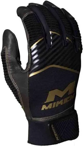 Miken Guantes de bateo de sóftbol Gold Slowpitch | XXL adulto | negro/dorado
