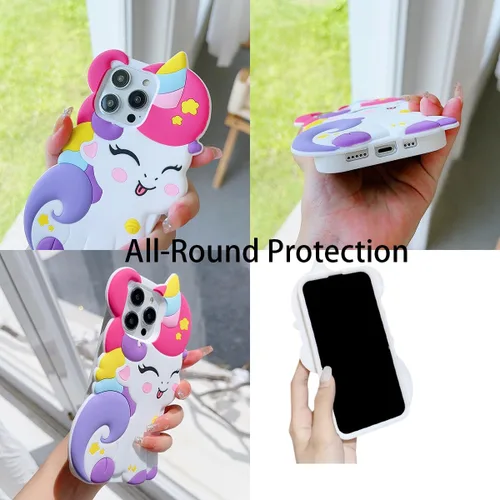 Miniatura 5 de Funda 3D linda de unicornio suave para iPhone 11 de 6.1 pulgadas, funda de silicona suave con diseño de unicornio de dibujos animados kawaii