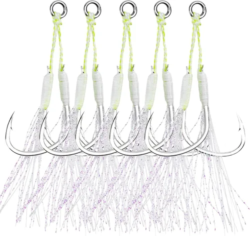 Miniatura 3 de Goture Kit de ganchos de asistencia de pesca dobles, gancho de asistencia de plantilla, gancho de brillo lento, rápido otoño, anzuelo de pesca