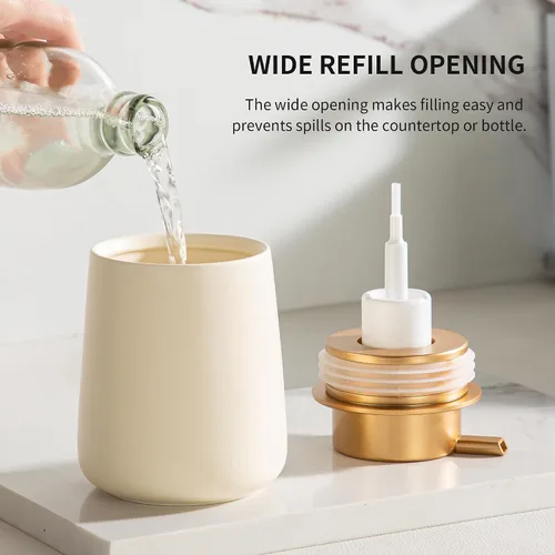 Miniatura 2 de Enra Dispensador de jabón espumoso, dispensador de jabón de espuma moderno de 12 onzas con bomba dorada para baño, cocina con bomba fácil
