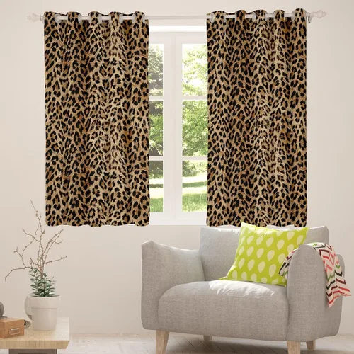 Miniatura 5 de Feelyou Cortinas opacas con estampado de leopardo de 30% a 50%, cortinas de oscurecimiento con estampado de guepardo para dormitorio, para niños