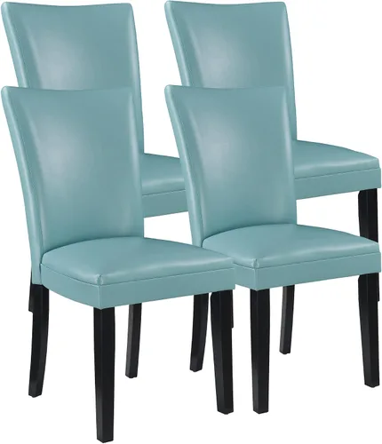 Miniatura 24 de LEEMTORIG Juego de 2 sillas de comedor de piel sintética modernas de mediados de siglo, sillas Parsons tapizadas de lujo con patas de madera maciza