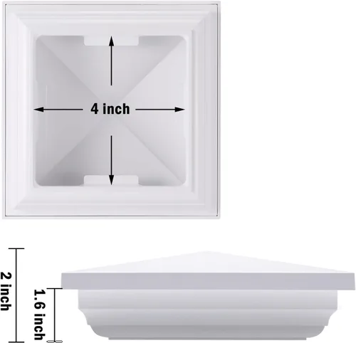 Miniatura 4 de Canomo 4 x 4 tapas de vinilo blanco para poste de valla de vinilo de 4 x 4 pulgadas, impermeables, a prueba de humedad y resistentes a los rayos UV