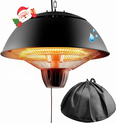 Calentador eléctrico para exteriores, calentador de patio infrarrojo colgante de 1500 W para uso al aire libre, calentador eléctrico impermeable
