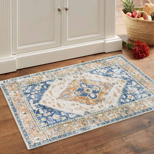 Miniatura 3 de Lahome - Tapete con diseño bohemio, pequeño, antideslizante, lavable, ultradelgado, con estampado oriental desgastado, para entrada, cocina