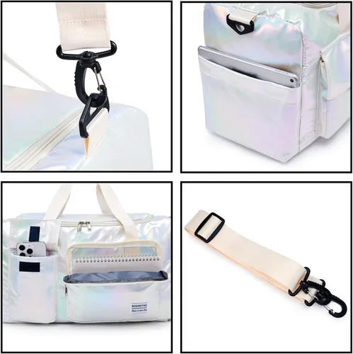 Miniatura 58 de Pequeña bolsa de gimnasio para mujer, bolsa de viaje con compartimento para zapatos