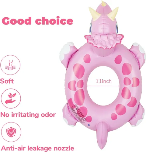 Miniatura 3 de HOHQB Anillos de piscina de dinosaurio para niños y niñas, flotadores de piscina para niños de 4 a 8 años, juguetes de piscina para niños pequeños